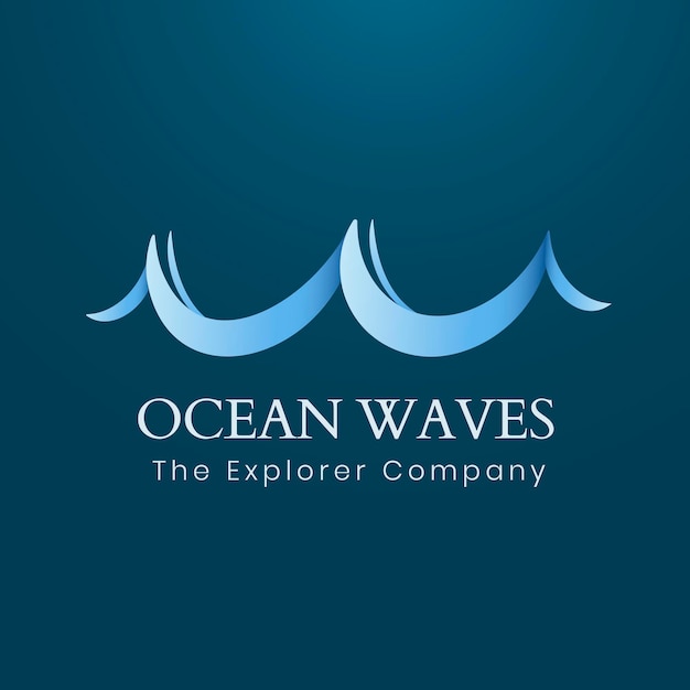 Vecteur gratuit modèle de logo de vague d'océan, entreprise de voyage, vecteur graphique animé d'eau