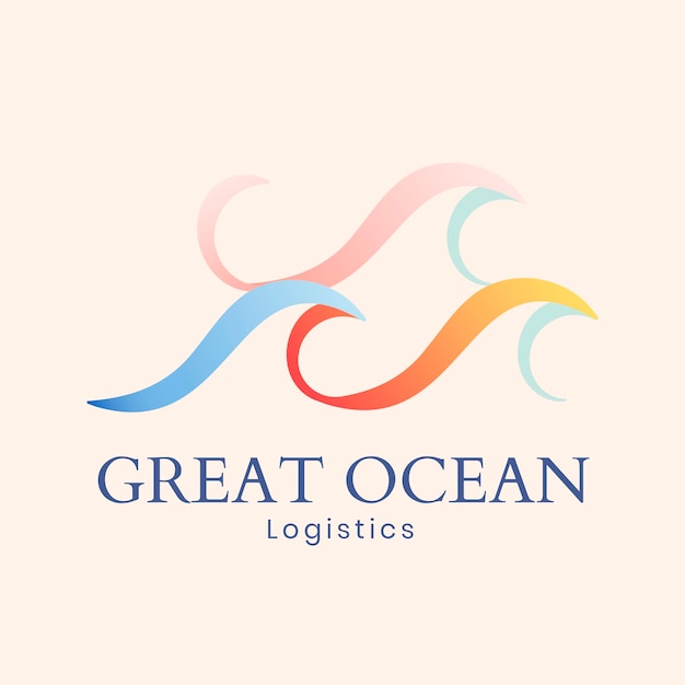 Vecteur gratuit modèle de logo de vague océanique, entreprise de l'eau, vecteur graphique animé