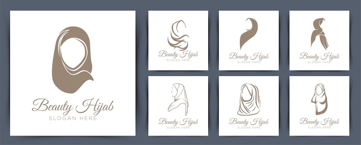 Vecteur gratuit modèle de logo vectoriel beauté femme hijab