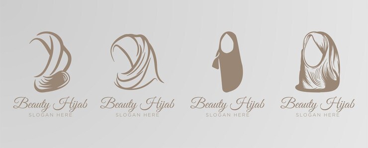 Vecteur gratuit modèle de logo vectoriel femmes hijab beauty