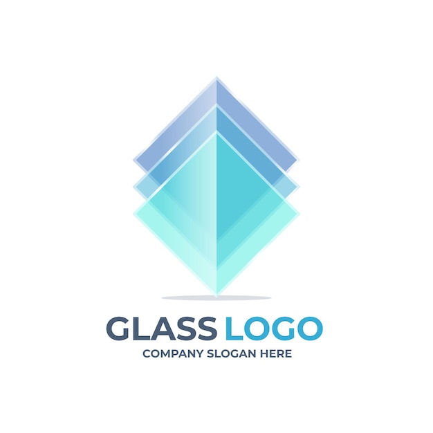 Modèle de logo en verre design plat créatif