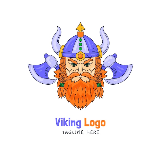 Vecteur gratuit modèle de logo viking dessiné à la main