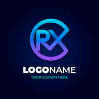 Vecteur gratuit modèle de logotype rx professionnel