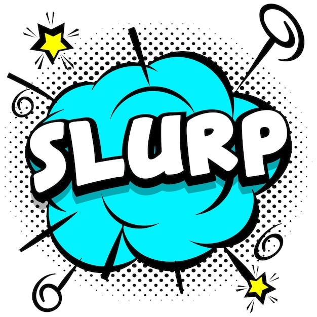 Vecteur gratuit modèle lumineux slurp comic avec des bulles sur des cadres colorés