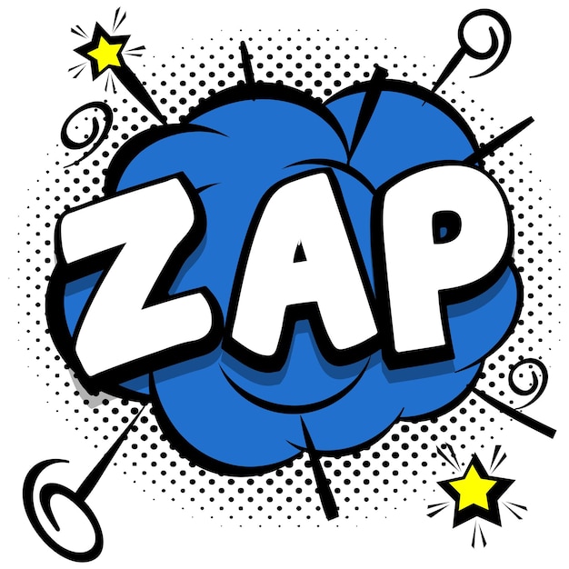 Vecteur gratuit modèle lumineux zap comic avec des bulles sur des cadres colorés