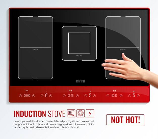 Vecteur gratuit modèle de main de surface de plaque à induction