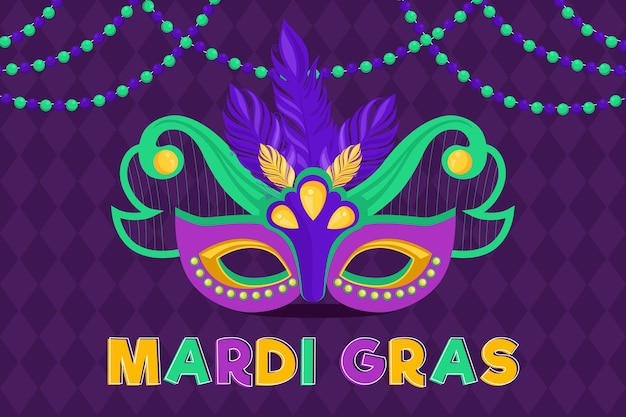 Vecteur gratuit modèle de mardi gras plat