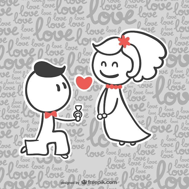 Vecteur gratuit modèle de mariage de bande dessinée