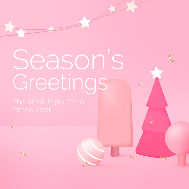 Modèle de médias sociaux joyeux Noël, vecteur de salutations de la saison