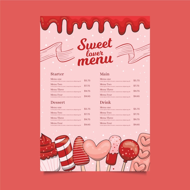 Modèle De Menu Amoureux Doux