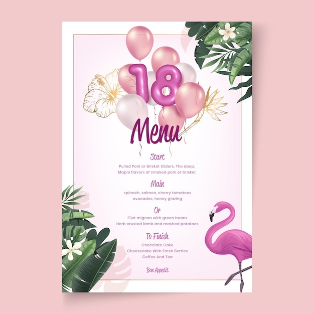 Modèle De Menu D'anniversaire