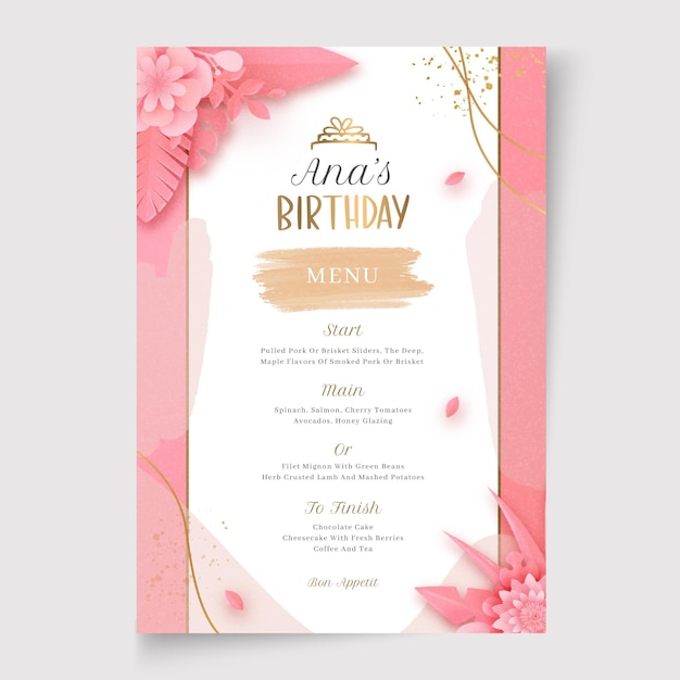 Modèle De Menu D'anniversaire