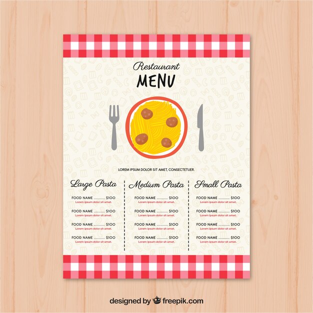 Modèle de menu au design plat