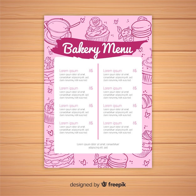 Modèle De Menu De Boulangerie Rose