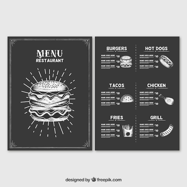 Modèle De Menu Burger Place Dans Le Style De Tableau