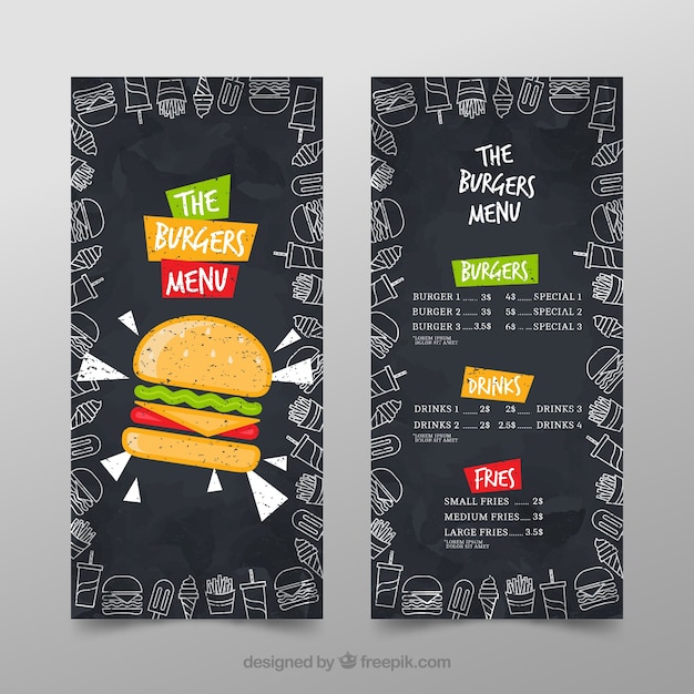 Vecteur gratuit modèle de menu burger