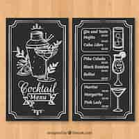 Vecteur gratuit modèle de menu cocktail dessiné main avec style élégant