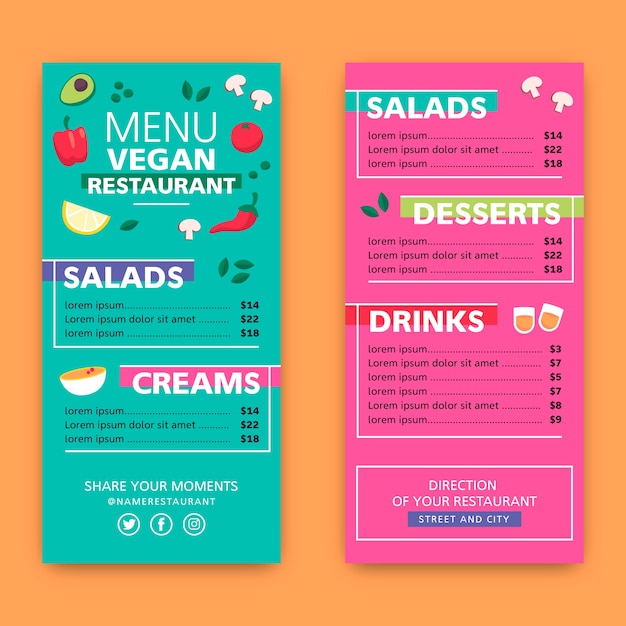 Modèle De Menu Coloré De Restaurant