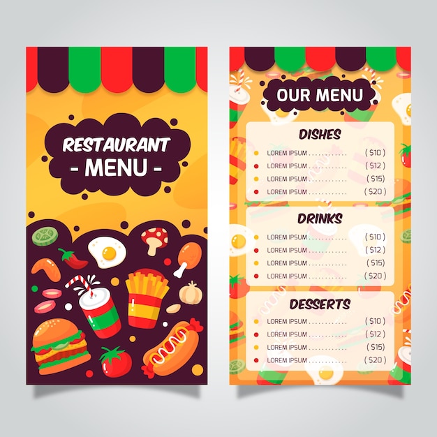 Modèle De Menu Coloré De Restaurant