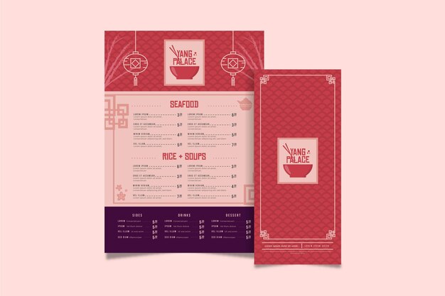 Modèle de menu de cuisine asiatique