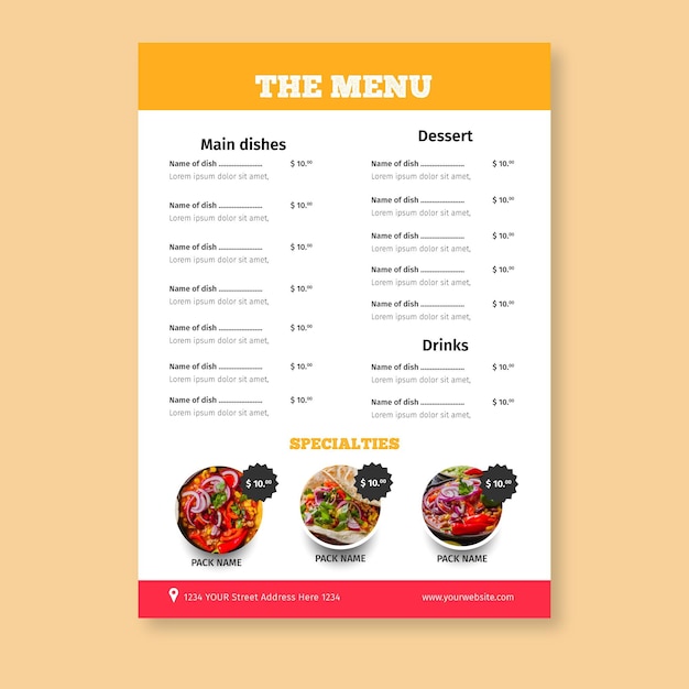 Modèle De Menu De Cuisine Mexicaine