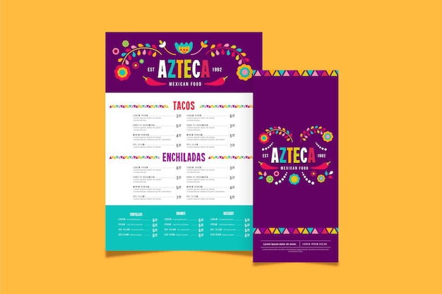 Vecteur gratuit modèle de menu de cuisine mexicaine