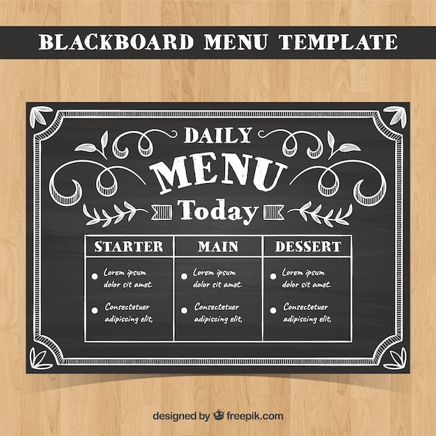 Modèle De Menu Dans Le Style De Craie