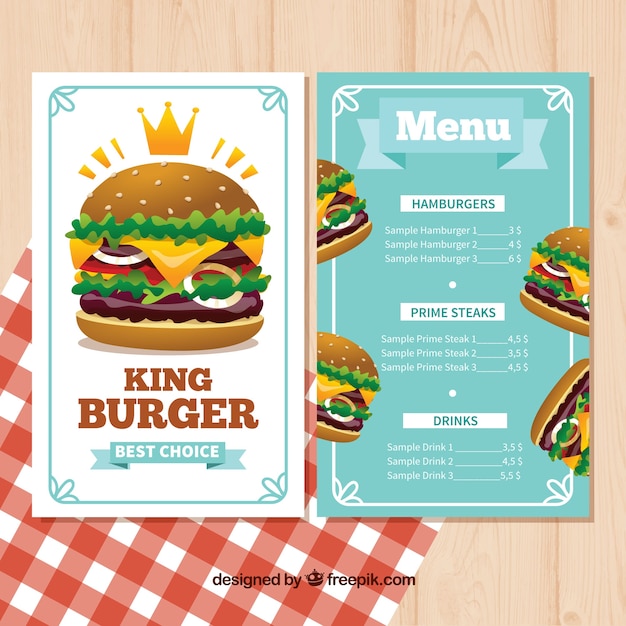 Modèle De Menu Avec De Délicieux Hamburgers