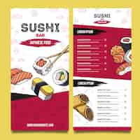 Vecteur gratuit modèle de menu de délicieux restaurant de sushi