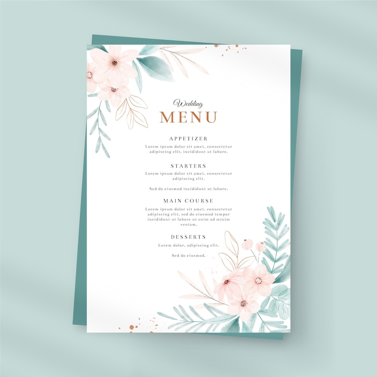 Vecteur gratuit modèle de menu floral aquarelle