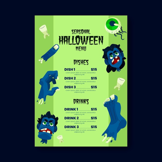 Modèle De Menu Halloween Design Plat