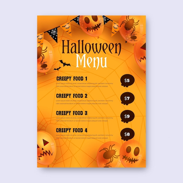 Modèle De Menu Halloween Réaliste