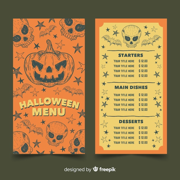 Modèle De Menu Halloween Vintage Avec Citrouille