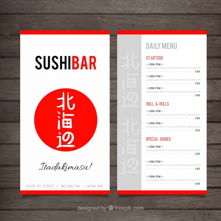 Vecteur gratuit modèle de menu japonais avec cercle rouge