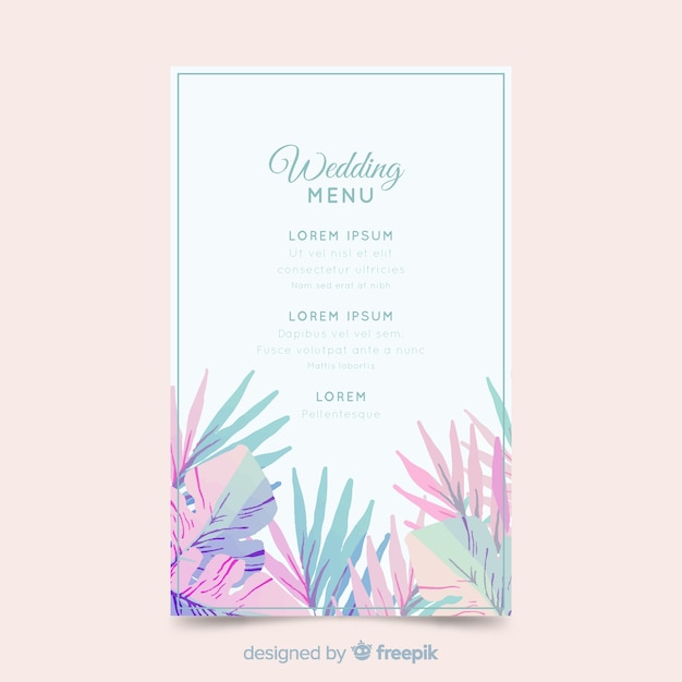 Modèle De Menu De Mariage Floral Aquarelle