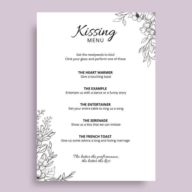 Vecteur gratuit modèle de menu de mariage floral dessiné à la main