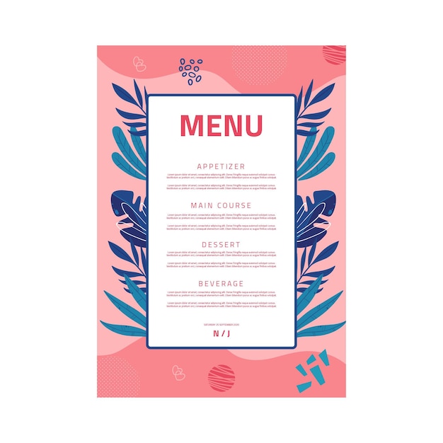 Vecteur gratuit modèle de menu de mariage floral