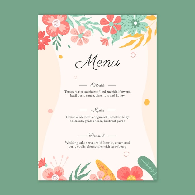 Modèle De Menu De Mariage Floral