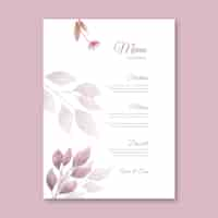 Vecteur gratuit modèle de menu de mariage minimal