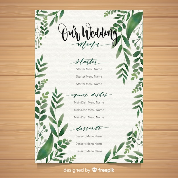 Modèle De Menu De Mariage