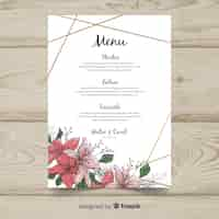 Vecteur gratuit modèle de menu de mariage