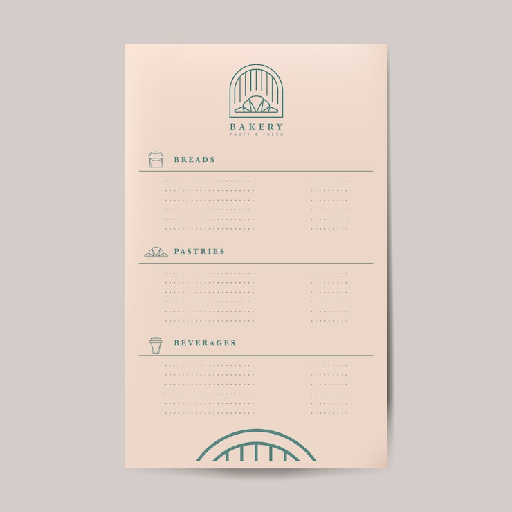 Vecteur gratuit modèle de menu de menu de pâtisseries et boissons