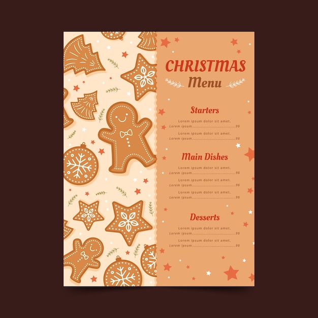 Vecteur gratuit modèle de menu de noël design plat