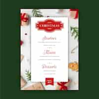 Vecteur gratuit modèle de menu de noël