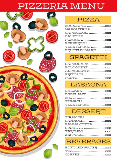 Modèle De Menu De Pizza