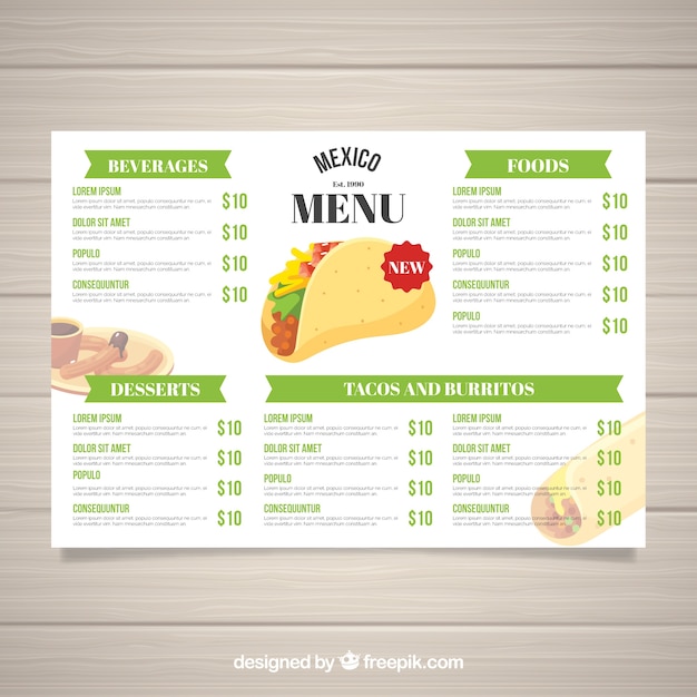 Modèle De Menu Plat Plat Mexicain