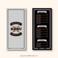 Vecteur gratuit modèle de menu plat restaurant étroit