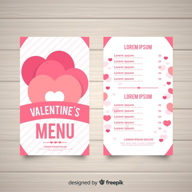 Modèle De Menu Plat Saint Valentin