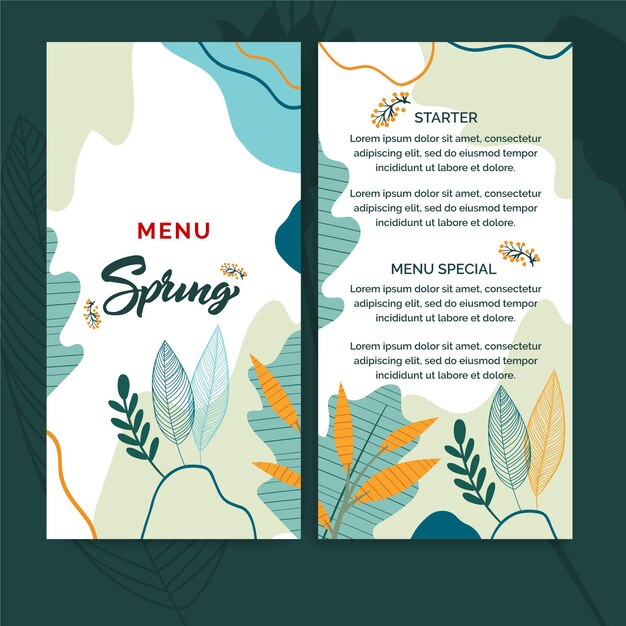 Modèle De Menu De Printemps Design Plat