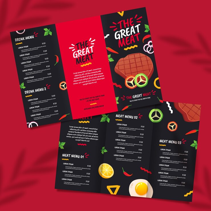Vecteur gratuit modèle de menu réaliste